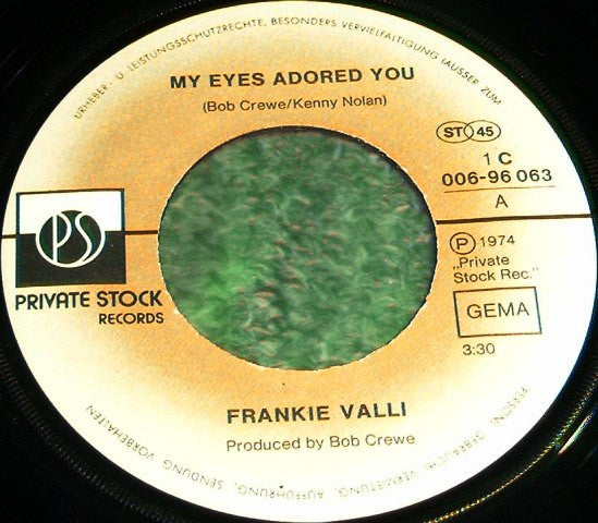 Frankie Valli : My Eyes Adored You (7", Single)