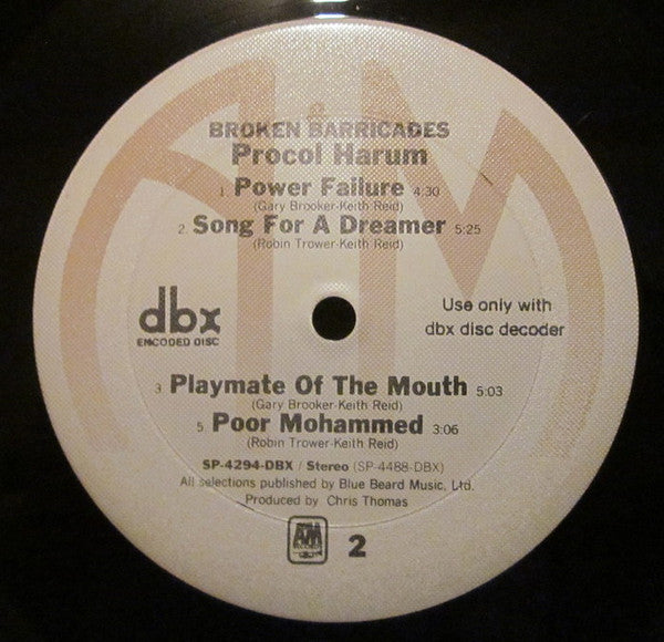 Procol Harum : Broken Barricades (LP, Album, DBX)