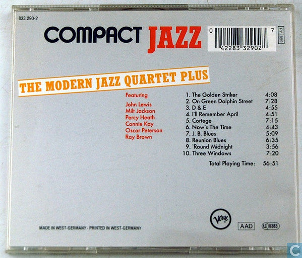 The Modern Jazz Quartet : The Modern Jazz Quartet Plus (CD, Album, Comp, RM)