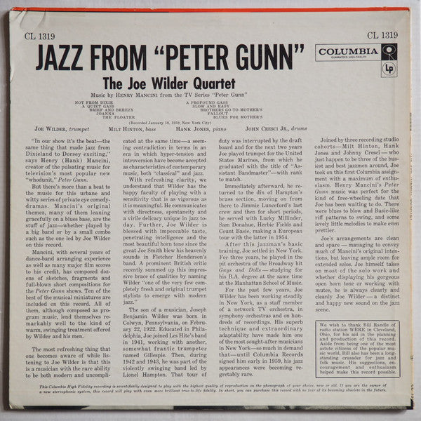 The Joe Wilder Quartet : Jazz From "Peter Gunn" (LP, Album, Mono)