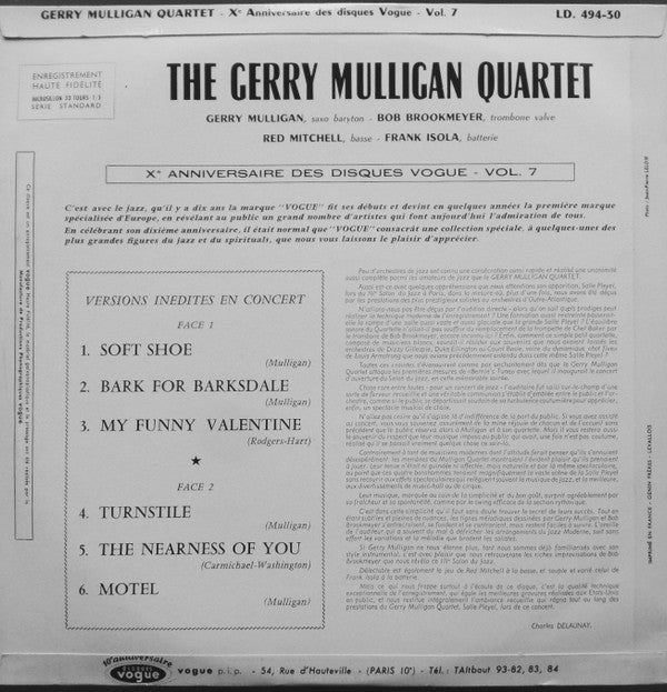 Gerry Mulligan Quartet : Inedit (LP)