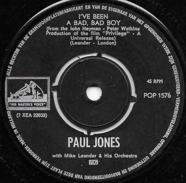 Paul Jones : I've Been A Bad Bad Boy (7", Single)