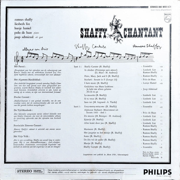 Ramses Shaffy - Liesbeth List - Loesje Hamel - Joop Admiraal - Polo De Haas : Shaffy Chantant (LP, Album, RE)