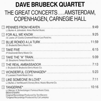 The Dave Brubeck Quartet : The Great Concerts (CD, Comp, RM)