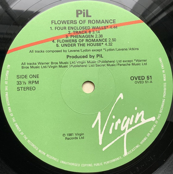 Public Image Limited : The Flowers Of Romance (LP, Album, RE)