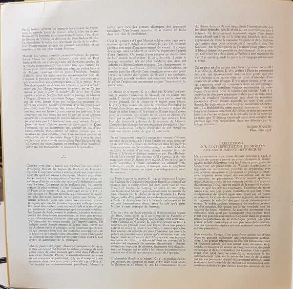 Wolfgang Amadeus Mozart / Paul Badura-Skoda : Pièces Pour Le Pianoforte (LP)