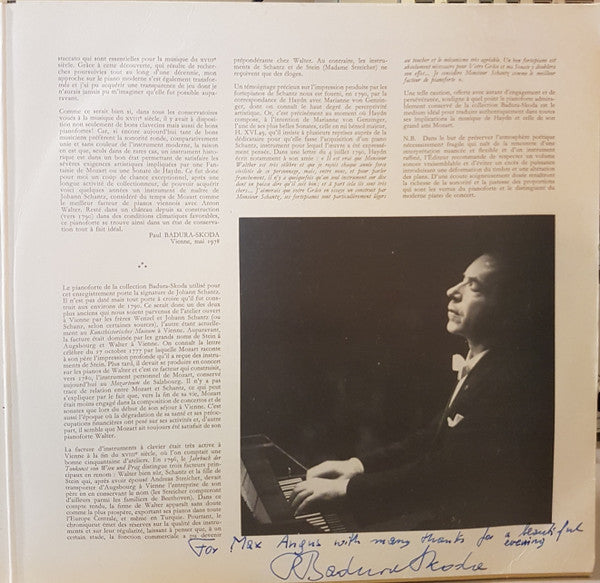 Wolfgang Amadeus Mozart / Paul Badura-Skoda : Pièces Pour Le Pianoforte (LP)