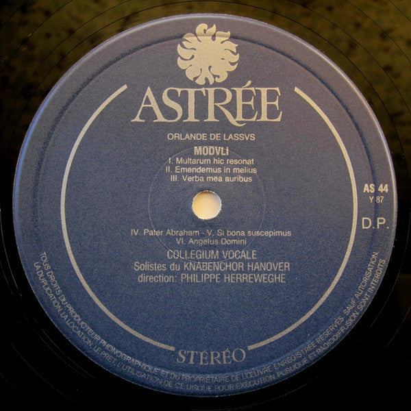 Roland de Lassus / Collegium Vocale & Solistes Du Knabenchor Hannover, Philippe Herreweghe : Moduli Quinis Vocibus 1571 (LP, Album)