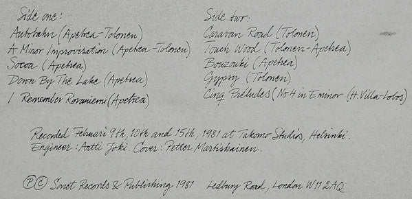 Jukka Tolonen & Coste Apetrea : Touch Wood (LP, Album)