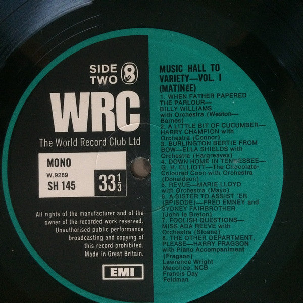 Various : Music Hall To Variety Volume One (Matinée) (LP, Comp, Mono, Gat)