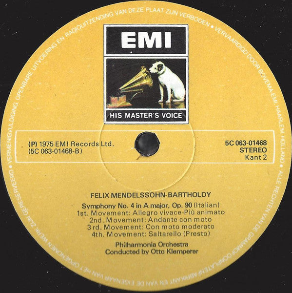 Franz Schubert / Felix Mendelssohn-Bartholdy, Philharmonia Orchestra, Otto Klemperer : Symphony No.8 (Unfinished) / Symphony No.4 (Italian) (LP, Comp)