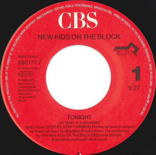 New Kids On The Block : Tonight (7", Single)