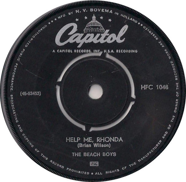 The Beach Boys : Help Me, Rhonda / Kiss Me, Baby (7", Single)