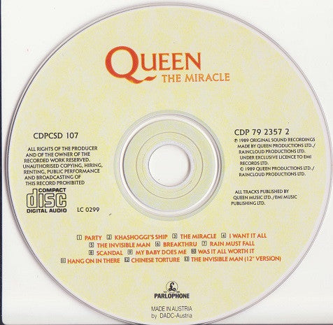 Queen : The Miracle (CD, Album)