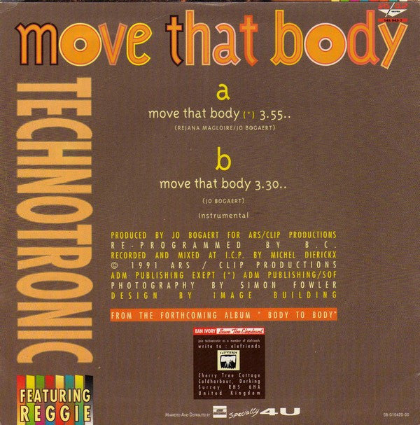 Technotronic Featuring Reggie : Move That Body (7", Single)