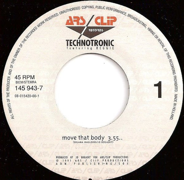 Technotronic Featuring Reggie : Move That Body (7", Single)
