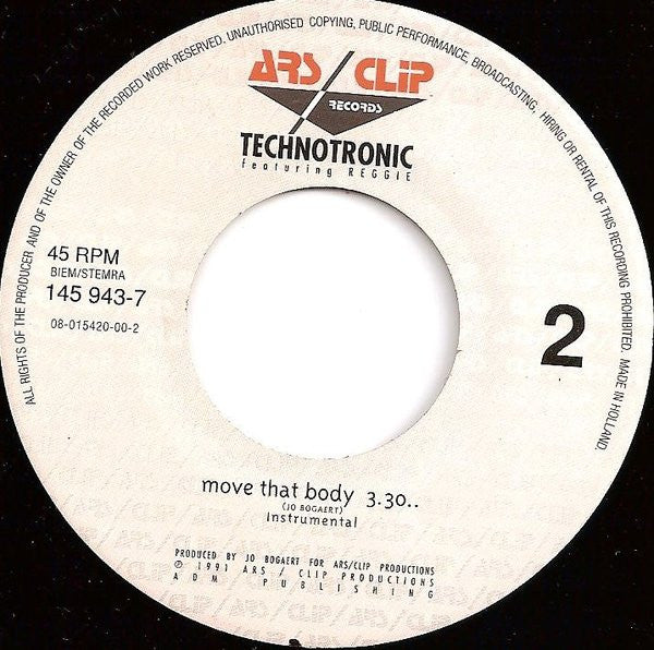 Technotronic Featuring Reggie : Move That Body (7", Single)