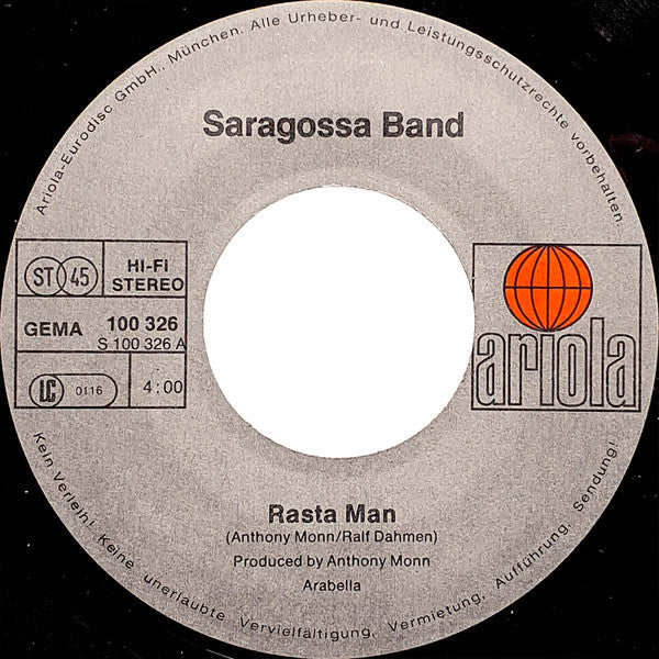 Saragossa Band : Rasta Man (7", Single, Non)