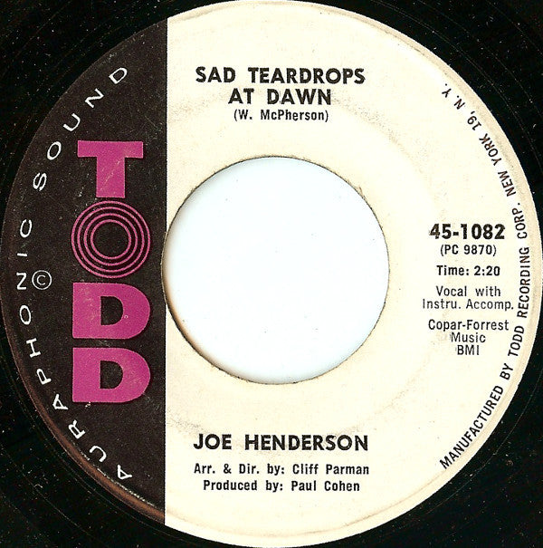 Joe Henderson (2) : Cause We're In Love (7")