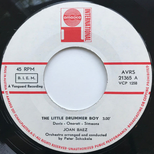 Joan Baez : The Little Drummer Boy (7", Single)