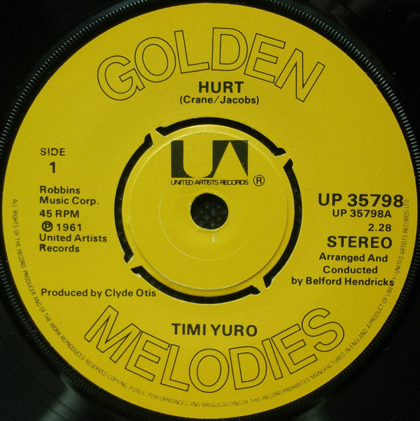 Timi Yuro : Hurt / Just Say I Love Him (7", Single)