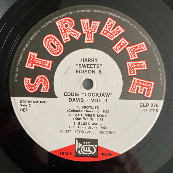 Eddie "Lockjaw" Davis, Harry Edison, John Darvilles Quartet With Kenny Drew : Harry "Sweets" Edison & Eddie "Lockjaw" Davis - Vol. 1 (LP, Album)