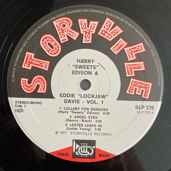 Eddie "Lockjaw" Davis, Harry Edison, John Darvilles Quartet With Kenny Drew : Harry "Sweets" Edison & Eddie "Lockjaw" Davis - Vol. 1 (LP, Album)