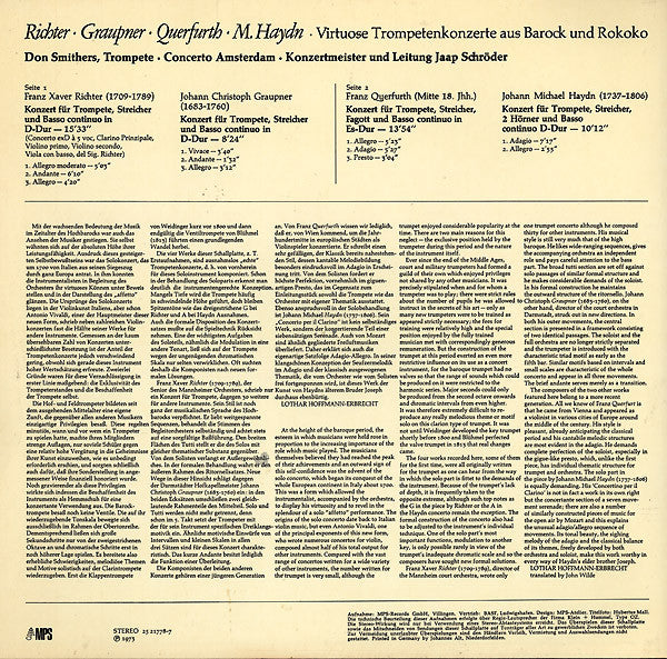 Franz Xaver Richter · Christoph Graupner · Franz Querfurth · Michael Haydn, Don Smithers, Concerto Amsterdam : Virtuose Trompetenkonzerte Aus Barock Und Rokoko (LP, Album)