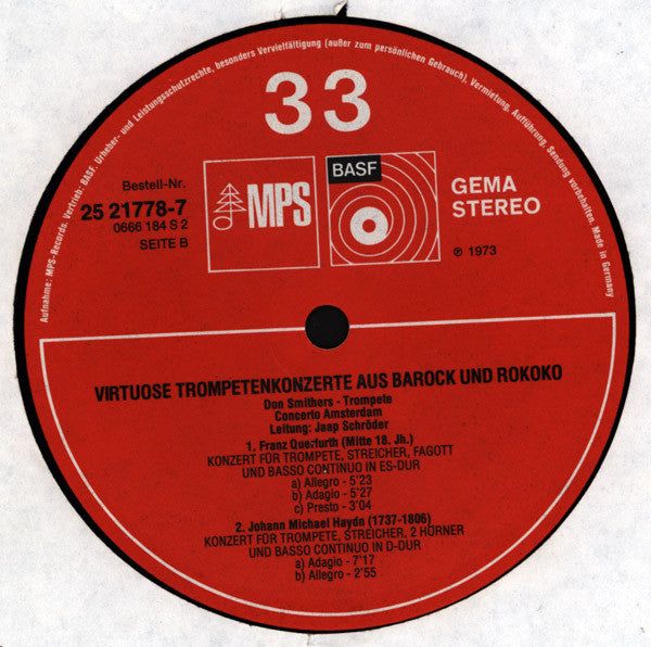 Franz Xaver Richter · Christoph Graupner · Franz Querfurth · Michael Haydn, Don Smithers, Concerto Amsterdam : Virtuose Trompetenkonzerte Aus Barock Und Rokoko (LP, Album)