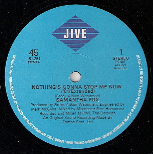 Samantha Fox : Nothing's Gonna Stop Me Now (12")