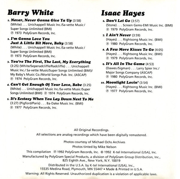 Barry White, Isaac Hayes : Barry White / Isaac Hayes (CD, Comp)
