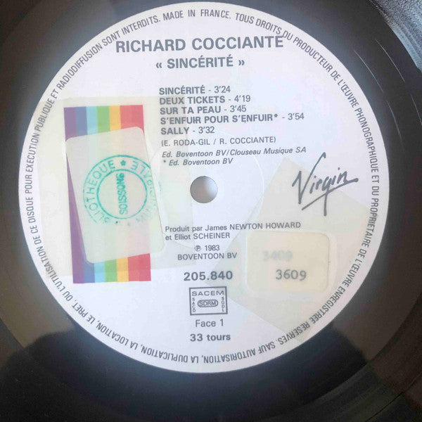 Riccardo Cocciante : Sincérité (LP, Album)