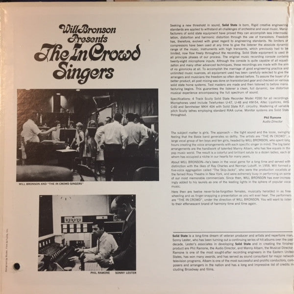 Will Bronson Presents The In Crowd Singers : Will Bronson Presents The In Crowd Singers (LP, Album, Gat)