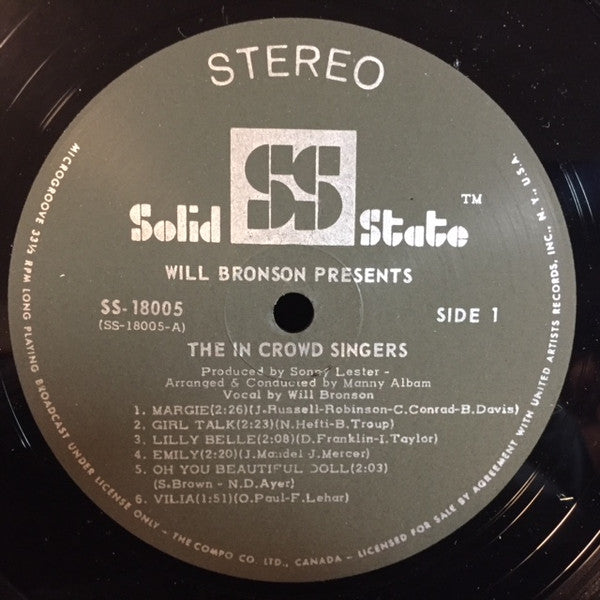 Will Bronson Presents The In Crowd Singers : Will Bronson Presents The In Crowd Singers (LP, Album, Gat)
