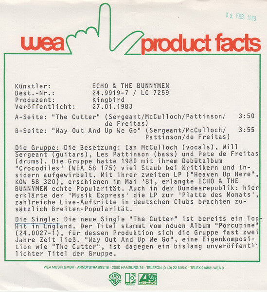 Echo & The Bunnymen : The Cutter (7", Single)