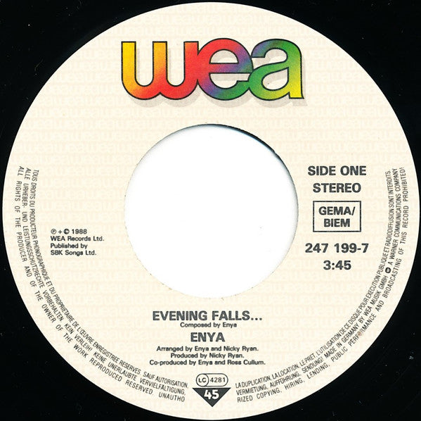 Enya : Evening Falls... (7", Single)