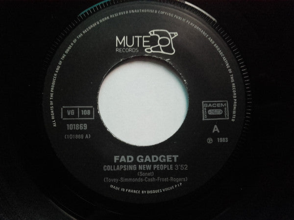 Fad Gadget : Collapsing New People (7", Single)