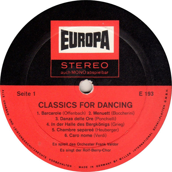Orchester Frank Valdor / Rolf Berry-Chor : Classics For Dancing (LP)