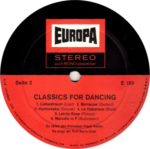 Orchester Frank Valdor / Rolf Berry-Chor : Classics For Dancing (LP)