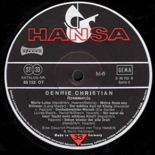 Dennie Christian : Rosamunde (LP, Album)