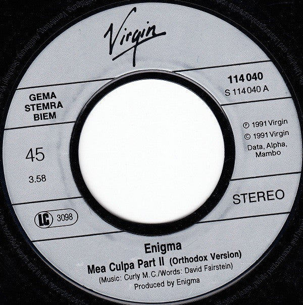 Enigma : Mea Culpa Part II (7", Single)