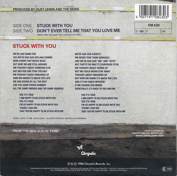 Huey Lewis And The News* : Stuck With You (7", Single)