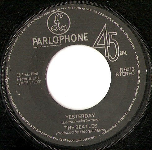 The Beatles : Yesterday c/w I Should Have Known Better (7", Single)