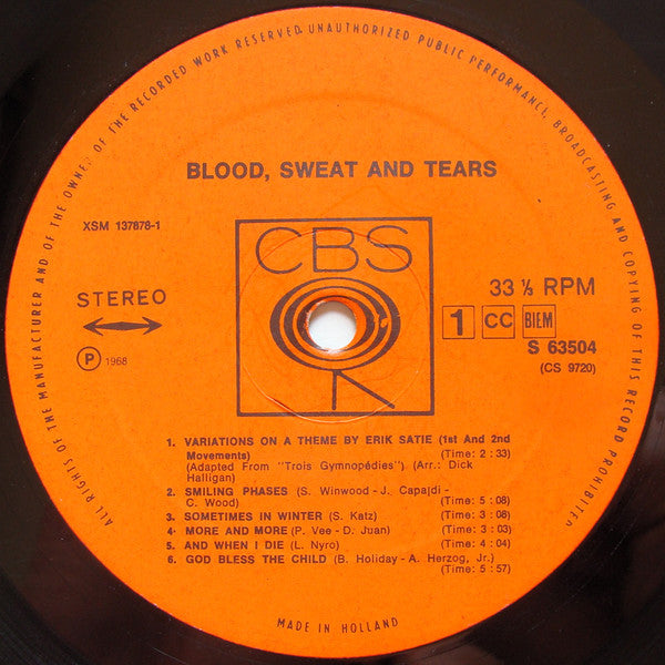 Blood, Sweat And Tears : Blood, Sweat And Tears (LP, Album)