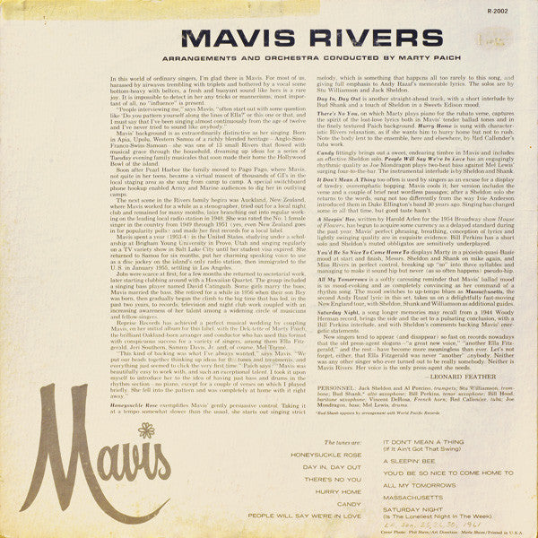 Mavis Rivers : Mavis (LP, Album, Mono)