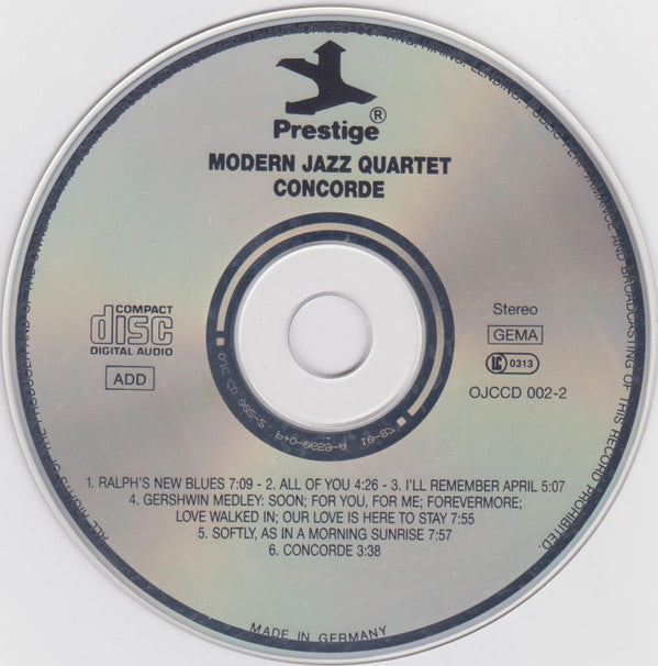 The Modern Jazz Quartet : Concorde (CD, Album, RE, RM)