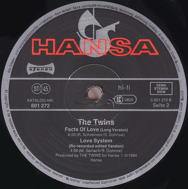 The Twins : Love System (Re-recorded Dance Version) (12", Maxi)