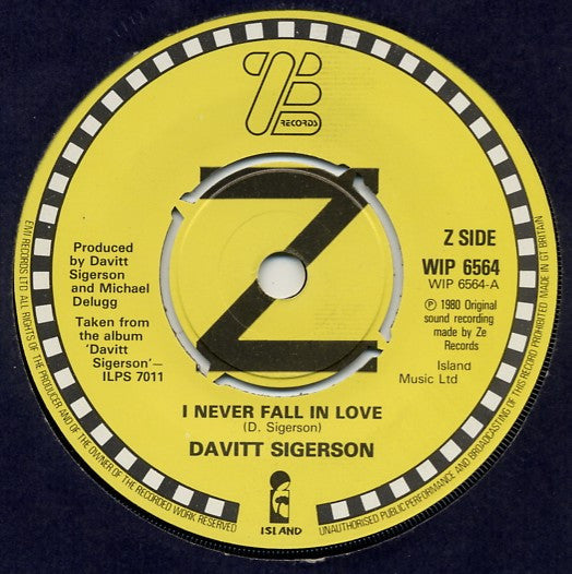 Davitt Sigerson : I Never Fall In Love (7", Single)
