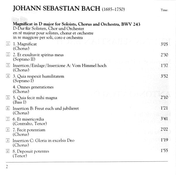 Johann Sebastian Bach / Antonio Vivaldi, Gächinger Kantorei Stuttgart, Bachcollegium Stuttgart, La Grande Ecurie Et La Chambre Du Roy, Helmuth Rilling, Jean-Claude Malgoire : Magnificat / Gloria, Beatus Vir (CD, Album, Comp, RE, RM)