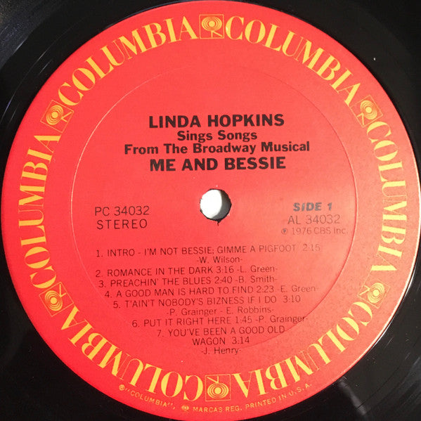 Linda Hopkins : Me And Bessie (Linda Hopkins Sings Songs From The Broadway Musical) (LP, Album)